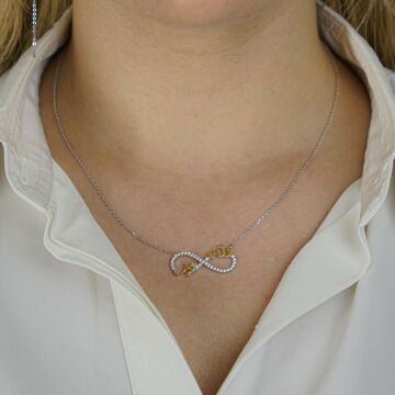 Sonsuzluk Model Allah Muhammed Yazılı Bayan Gümüş Kolye