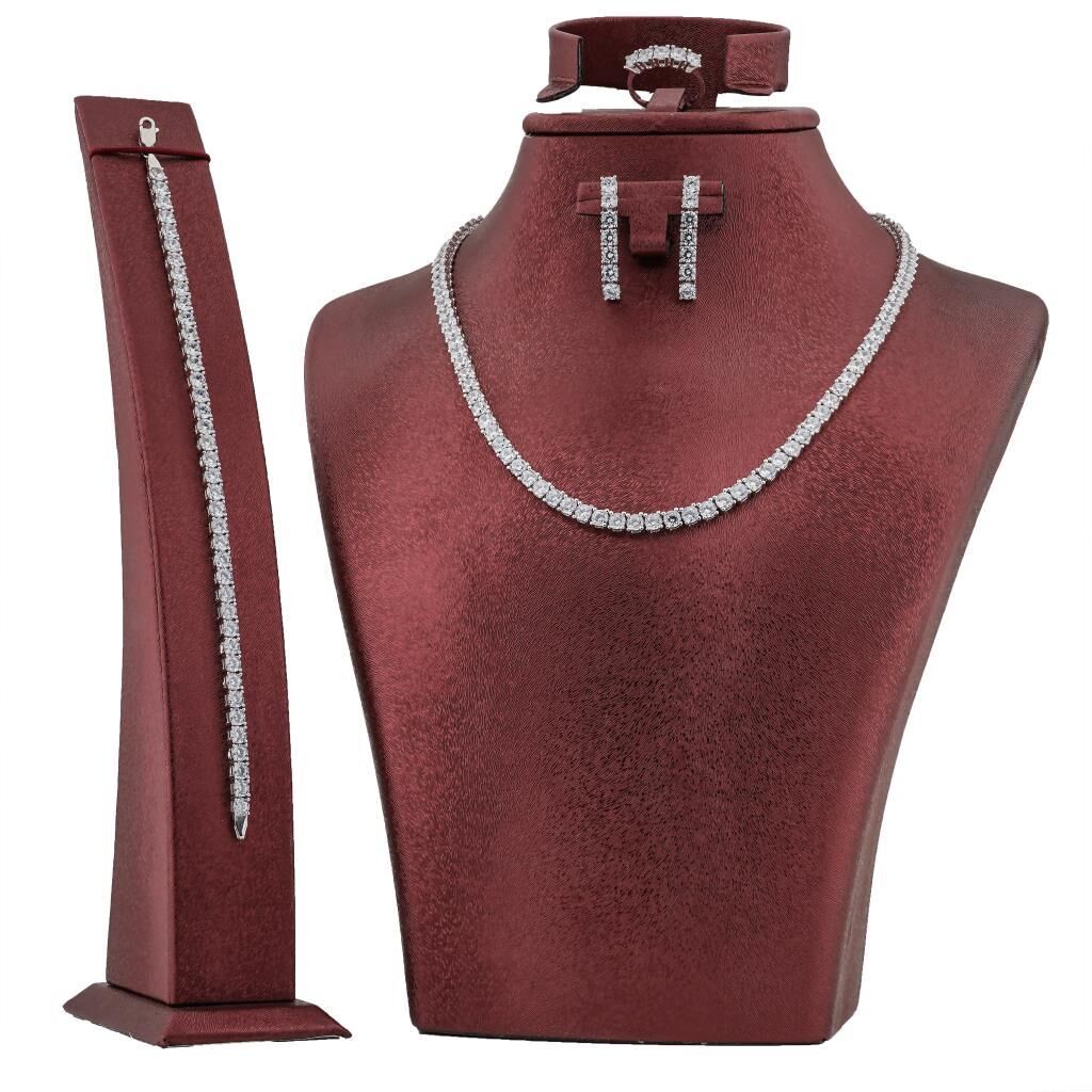 Su Yolu Tasarımlı Gümüş Bayan Set