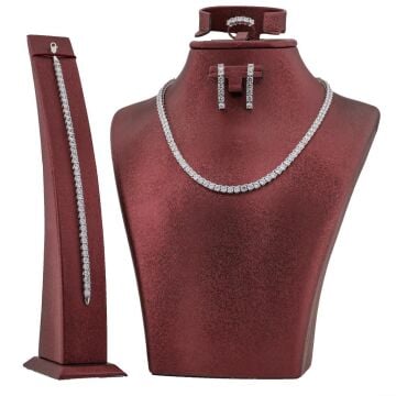 Su Yolu Tasarımlı Gümüş Bayan Set