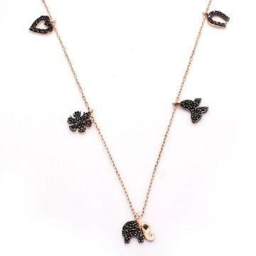 Kalpli Kelebek Kartanesi Motifli Zirkon Taşlı Bayan Gümüş Kolye