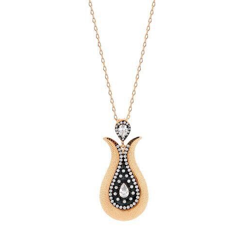 Lale Model Zirkon Taşlı Rose Bayan Gümüş Kolye