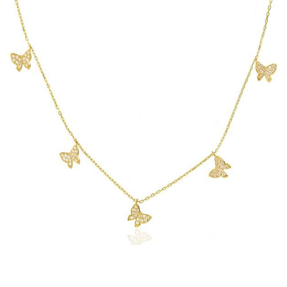 Kelebek Tasarımlı Bayan Gümüş Kolye