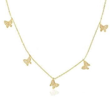 Kelebek Tasarımlı Bayan Gümüş Kolye