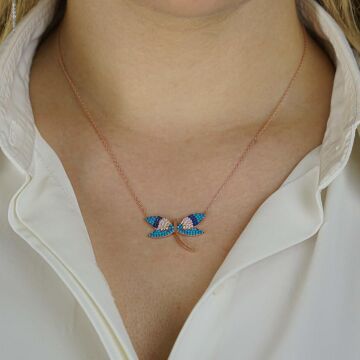 Yusufcuk Tasarımlı Renkli Zirkon Taşlı 925 Ayar Gümüş Kadın Kolye