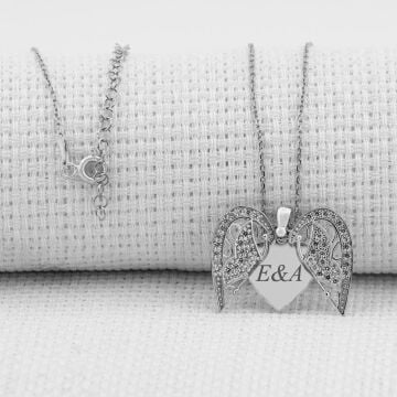 Kelebek Kalp Tasarımlı İsim Yazılabilir 925 Ayar Gümüş Kadın Kolye