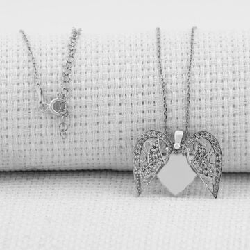 Kelebek Kalp Tasarımlı İsim Yazılabilir 925 Ayar Gümüş Kadın Kolye