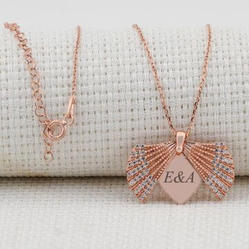 İstiridye Kabuğu Tasarımlı İsim Yazılabilir 925 Ayar Gümüş Kadın Kolye