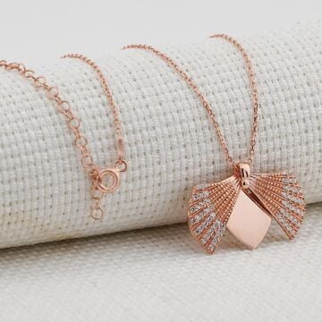 İstiridye Kabuğu Tasarımlı İsim Yazılabilir 925 Ayar Gümüş Kadın Kolye