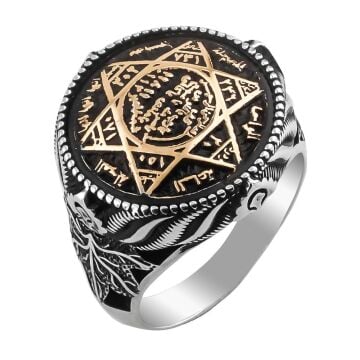 925 Ayar Gümüş Mührü Süleyman Erkek Yüzüğü