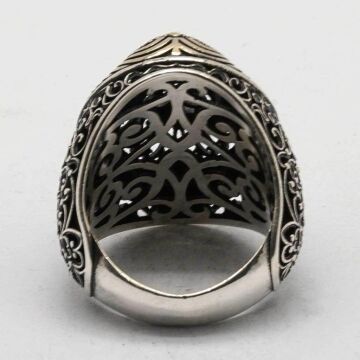 925 Ayar Gümüş Osmanlı Motifli Vav Yüzük