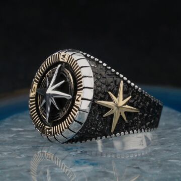 925 Ayar Gümüş Pusula Erkek Yüzük