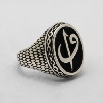 Elif Vav Model Erkek Gümüş Yüzük