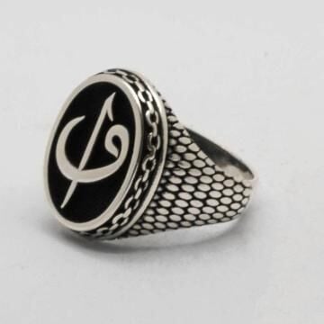 Elif Vav Model Erkek Gümüş Yüzük