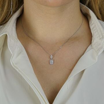 Baget Taşlı 925 Ayar Gümüş Kadın Kolye