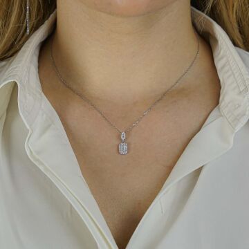 Baget Taşlı 925 Ayar Gümüş Kadın Kolye