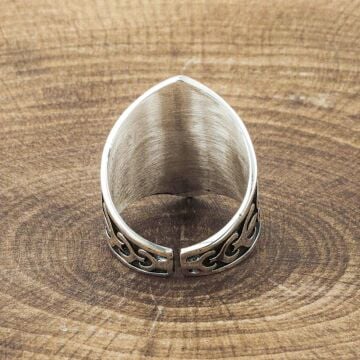 Ay Yıldız Kayı Boyu Zihgir Gümüş Yüzük