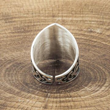 Ay Yıldız Kayı Boyu Zihgir Gümüş Yüzük