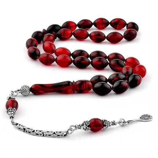 Karışık Renk Arpa Kesim Sıkma Kehribar Tesbih