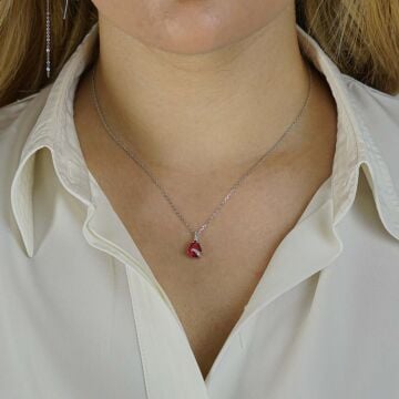 Kırmızı Damla Zirkon Taşlı Kadın Kolye