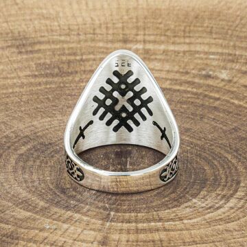 925 Ayar Gümüş Kayı Boyu Desenli Yüzük