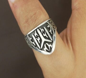 925 Ayar Gümüş Kayı Boyu Desenli Yüzük