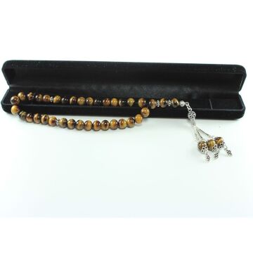 925 Ayar Gümüş Yeni Tasarım Kaplan Gözü Tesbih