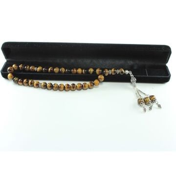 925 Ayar Gümüş Yeni Tasarım Kaplan Gözü Tesbih