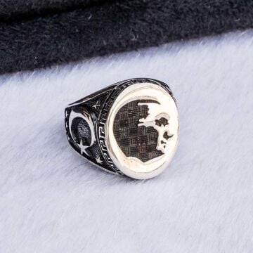 925 Ayar Gümüş Atatürk Simgeli Erkek Yüzük (Model-3)