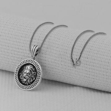 Aslan Figürlü 925 Ayar Erkek Gümüş Kolye
