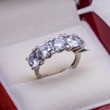 925 Ayar Gümüş Beştaş Bayan Yüzük Model 3