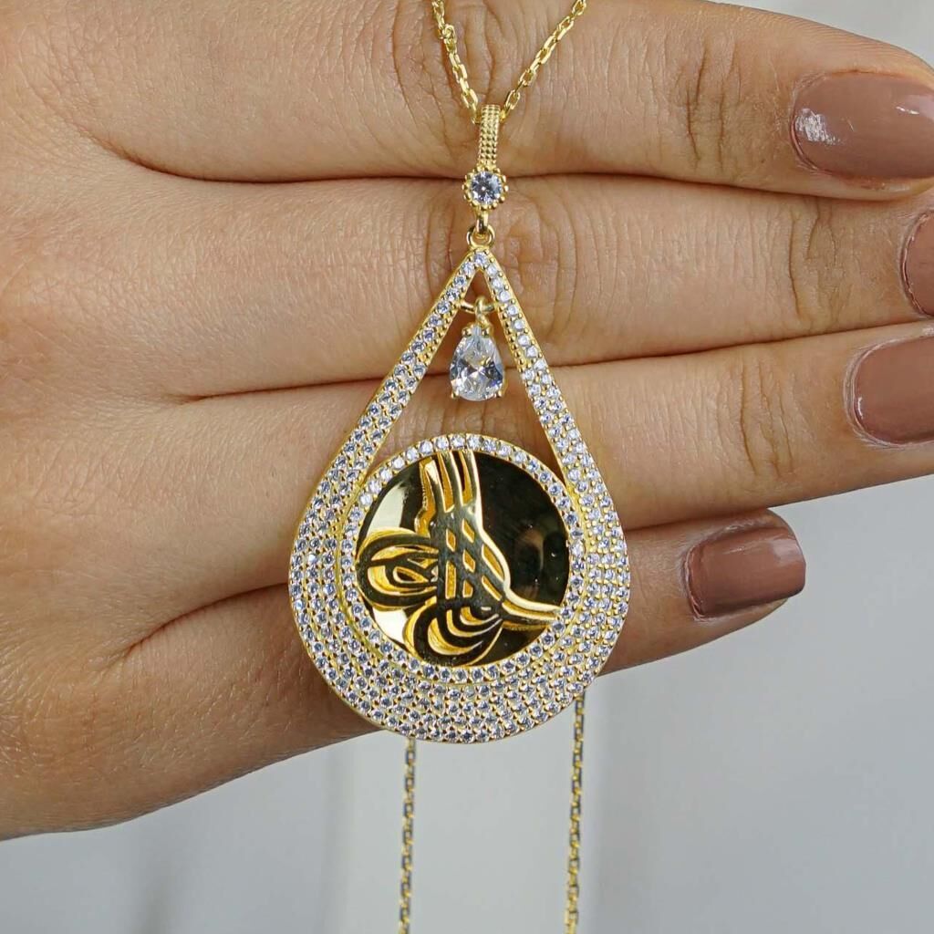 Damla Model Altın Kaplamalı 925 Ayar Gümüş Kolye 60 CM