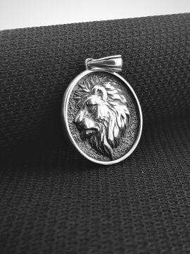 Aslan Tasarımlı 925 Ayar Gümüş Kolye Ucu