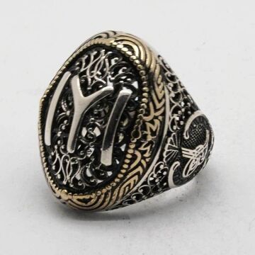 925 Ayar Gümüş Kayı Boyu Erkek Yüzük 2