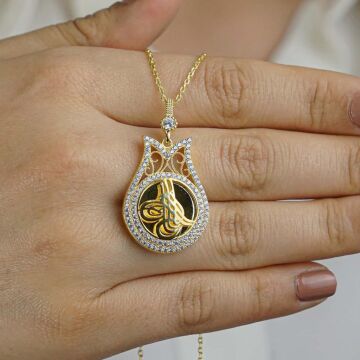 Lale Tasarımlı Altın Kaplama 925 Ayar Gümüş Kadın Kolye 60 CM