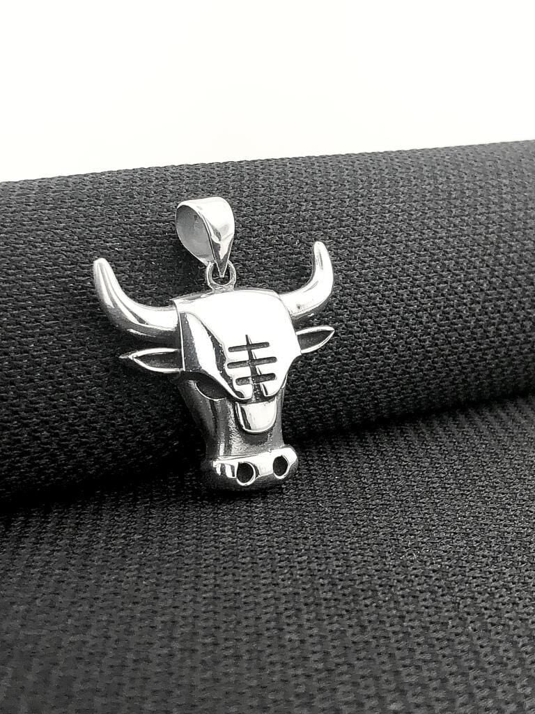 Boğa Kafası Tasarımlı 925 Ayar Gümüş Kolye Ucu