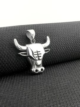 Boğa Kafası Tasarımlı 925 Ayar Gümüş Kolye Ucu
