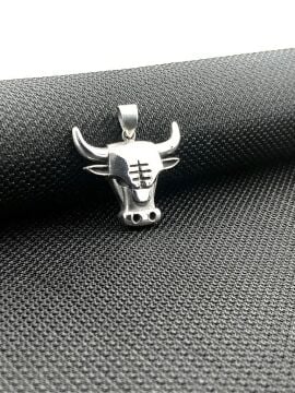 Boğa Kafası Tasarımlı 925 Ayar Gümüş Kolye Ucu