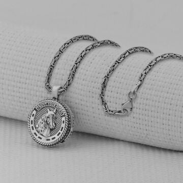 İçi Açılabilir Şans Nalı 925 Ayar Erkek Gümüş Kolye