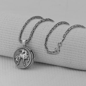 İçi Açılabilir Şans Nalı 925 Ayar Erkek Gümüş Kolye