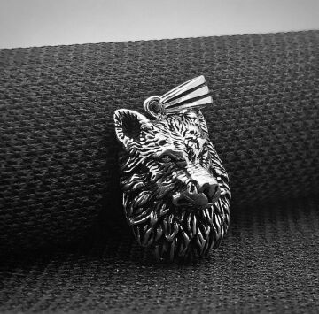 Kurt Kafası Tasarımlı 925 Ayar Gümüş Kolye Ucu