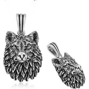 Kurt Kafası Tasarımlı 925 Ayar Gümüş Kolye Ucu