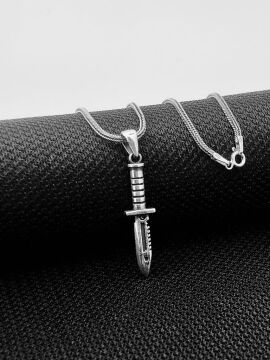 Rambo Bıçak Tasarımlı 925 Ayar Gümüş Kolye