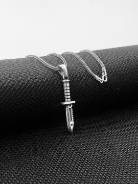 Rambo Bıçak Tasarımlı 925 Ayar Gümüş Kolye