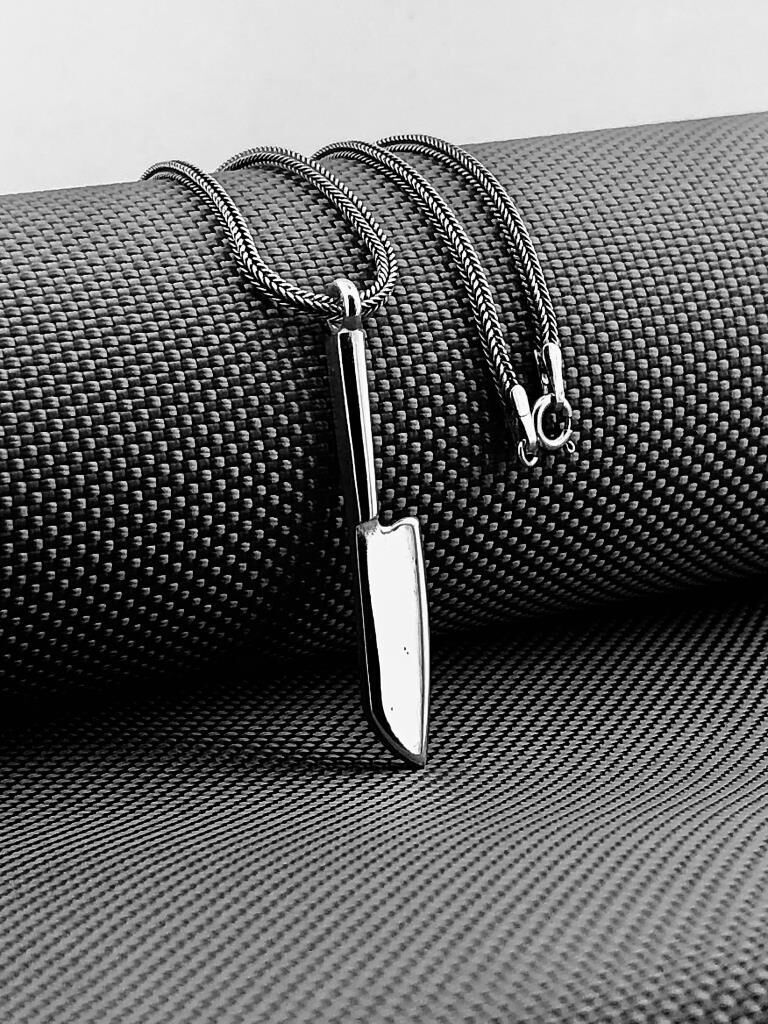 Şef Bıçak Tasarımlı 925 Ayar Gümüş Kolye