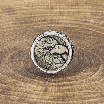 925 Ayar Gümüş Kartal Desenli Yüzük