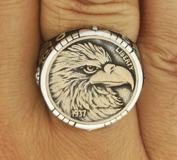 925 Ayar Gümüş Kartal Desenli Yüzük