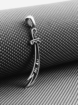 Hz Ali Yazılı 925 Ayar Gümüş Zülfikar Kılıç Kolye Ucu