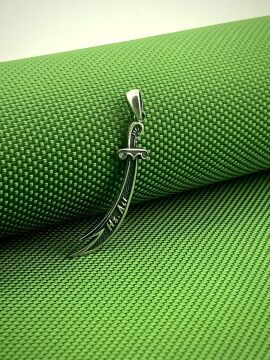 Hz Ali Yazılı 925 Ayar Gümüş Zülfikar Kılıç Kolye Ucu