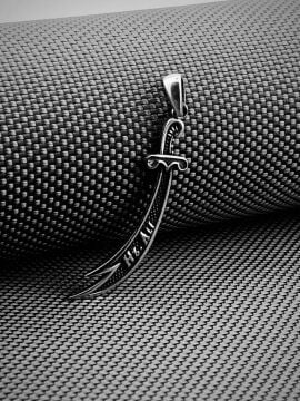 Hz Ali Yazılı 925 Ayar Gümüş Zülfikar Kılıç Kolye Ucu