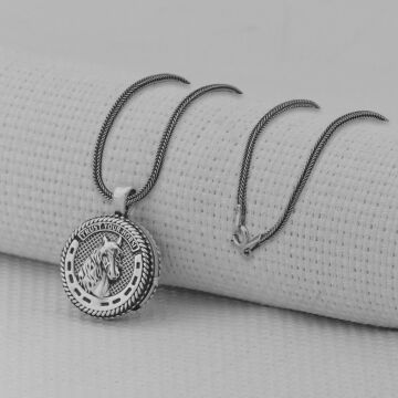 İçi Açılabilir Şans Nalı 925 Ayar Erkek Gümüş Kolye